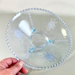 Glasskl p fdder - lysebl m/perlekant