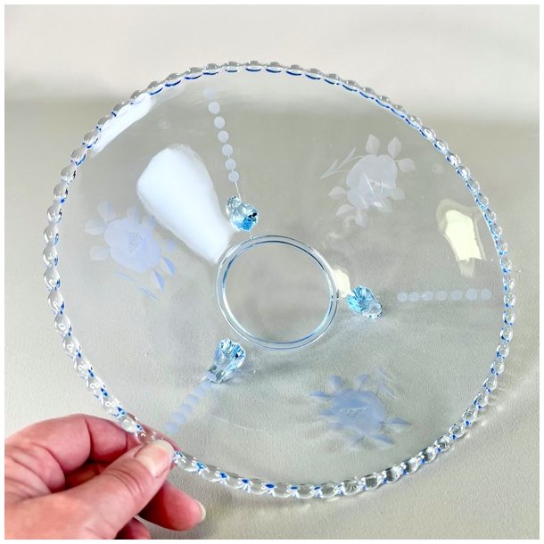 Glasskl p fdder - lysebl m/perlekant