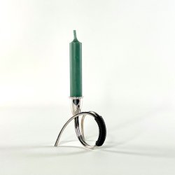 Lysestage kronelys - C.F. Christiansen, s�lv med vikling (enkelt, buk) 