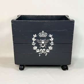 Gl. lkasse p hjul - granit - SOLGT 