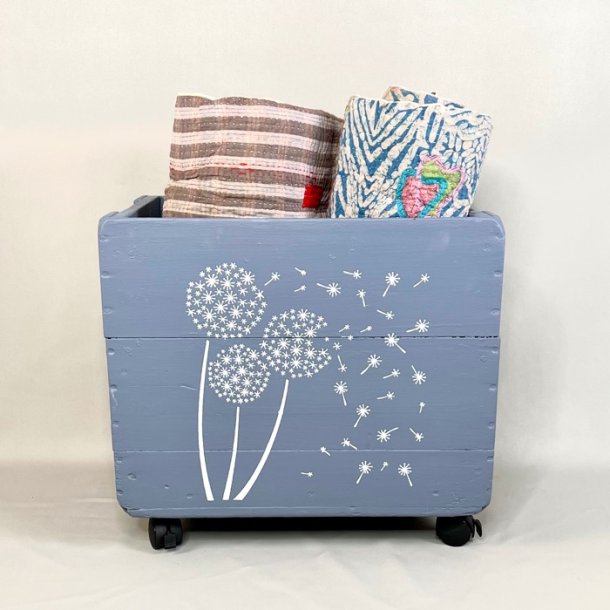 Gl. lkasse p hjul - bl - SOLGT 