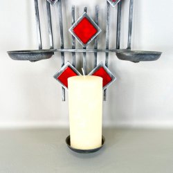 Retro vglysestage - smedejern med rde firkanter