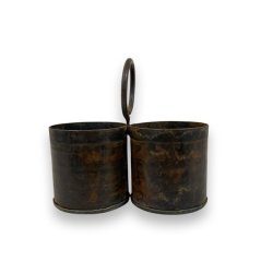 ReUSED bestikholder i metal - dobbelt, brun/rust