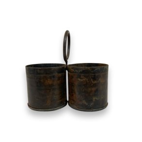 ReUSED bestikholder i metal - dobbelt, brun/rust