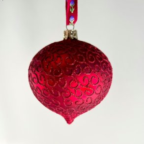 Julekugler m/glimmer - rd (pakke med 4 stk samlet) 