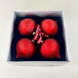 Julekugler m/glimmer - rd (pakke med 4 stk samlet) 