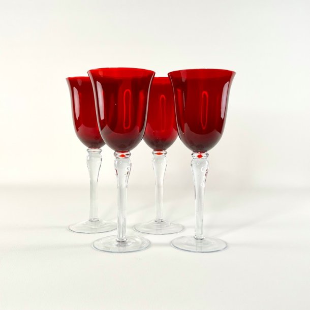 Franske vinglas (4 stk/samlet), r�d krystal H22 
