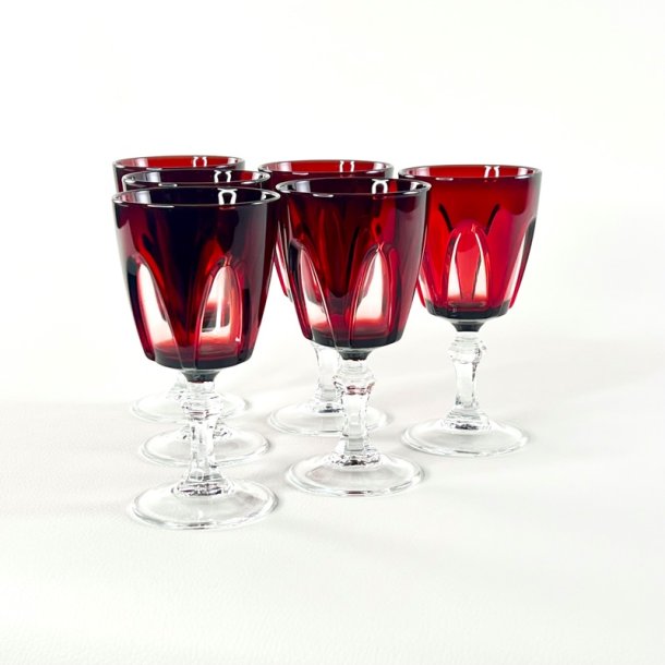 Franske vinglas, rubinr�d krystal H13 
