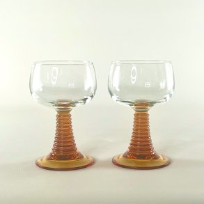 Rmerglas - ravfarvet fod og klar kumme