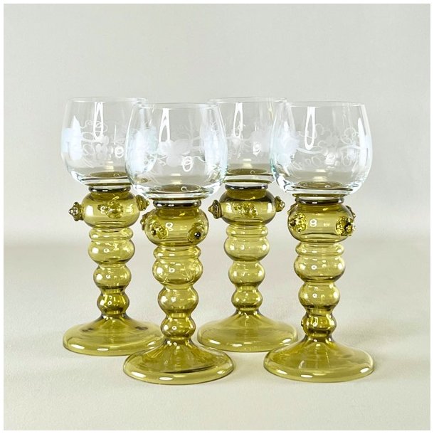 Rmerglas (st a' 4 stk/samlet) - hje, olivengrn fod 