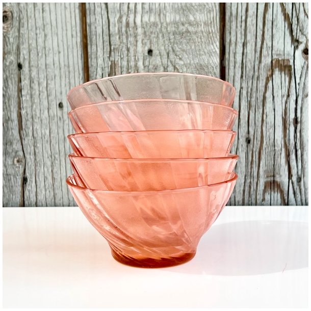 Glasskl lille (st a' 5 stk) - lyserd med swirl effekt