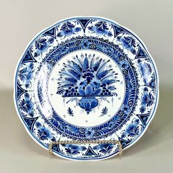Porcelnsfad - Hollandsk Delft platte, bl