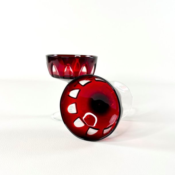 Franske champagnesk�le, rubinr�d krystal H11,5 