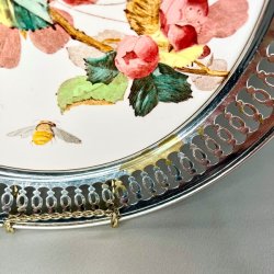 Bakke - vintage, porceln m/blomster