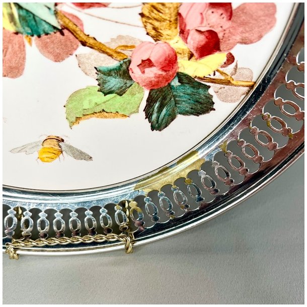 Bakke - vintage, porceln m/blomster