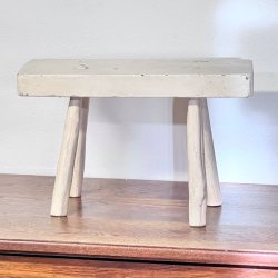 Skammel - rustik, hvid