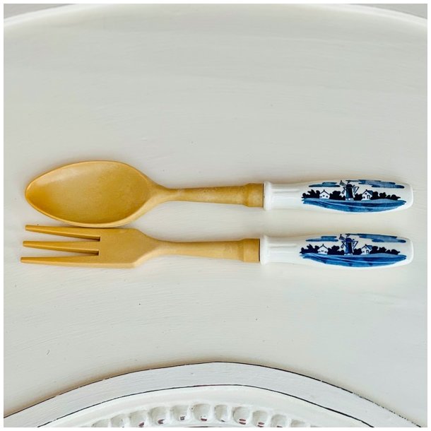 Salatbestik - hollandsk porcelnsgreb