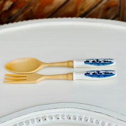 Salatbestik - hollandsk porcelnsgreb