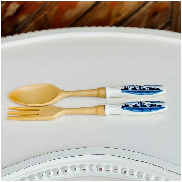 Salatbestik - hollandsk porcelnsgreb
