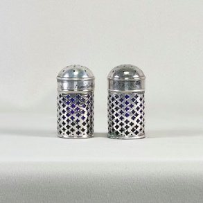 Salt & peber st - forslvet og med bl glas