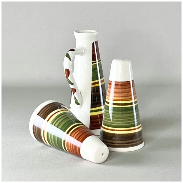 Salt, peber &amp; dressing st - Rhayader, Dragon Pottery 