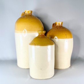 Saltglaserede krukker - sennepsfarvede