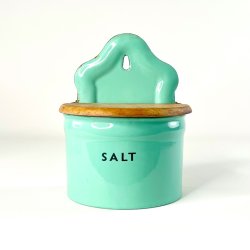 Saltkar med l�g - emalje, mintgr�n fra Glud &amp; Marstrand