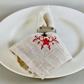 Stofservietter - franske m/rdt broderi