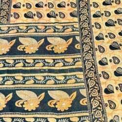 Sari Kantha vintage tppe - gul/sort (140x200)