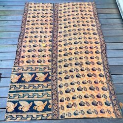 Sari Kantha vintage tppe - gul/sort (140x200)