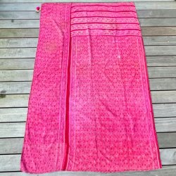Sari Kantha vintage tppe - lyserd/rosa (140x200)