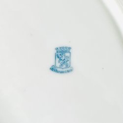 Serveringssk�l bl� blomst med blondekant