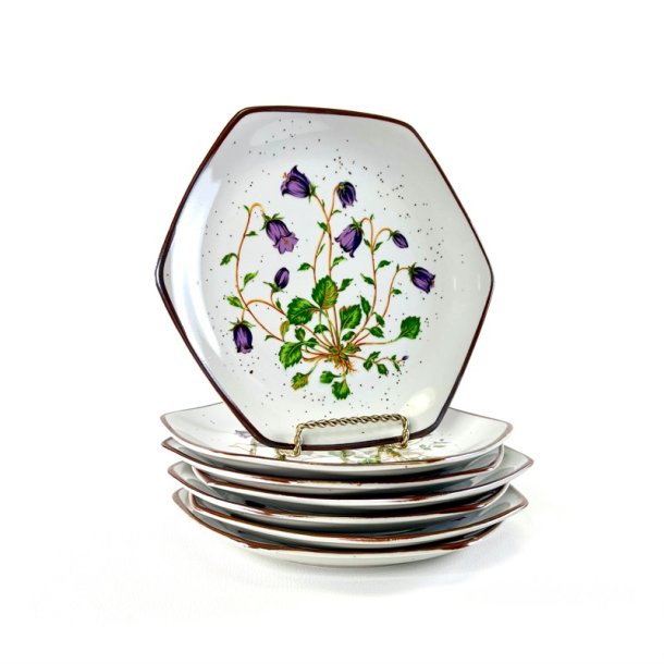 Kage- frokosttallerken (7 stk samlet) - vild blomst p� stent�j