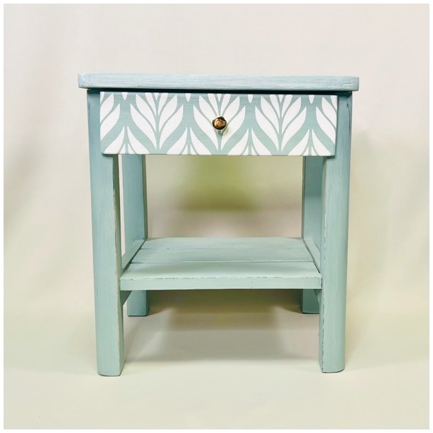 Sengebord - mint med hvide blade