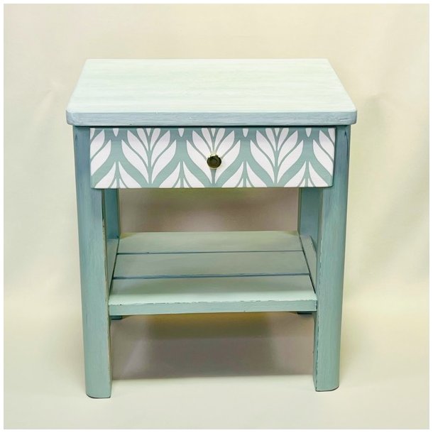 Sengebord - mint med hvide blade