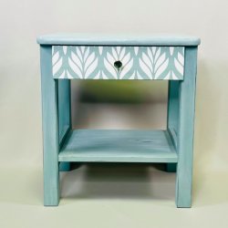 Sengebord - mint med hvide blade