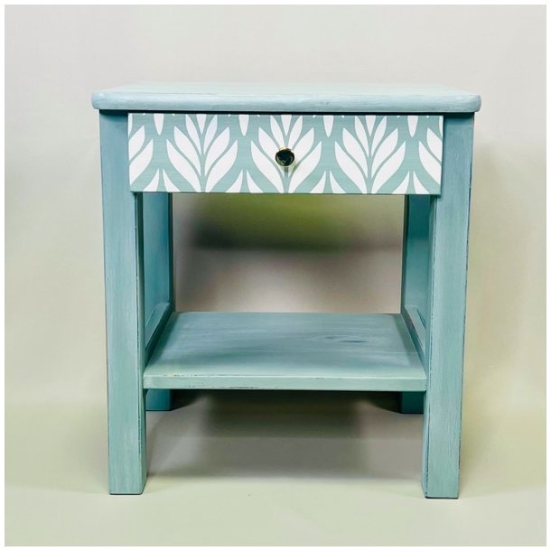 Sengebord - mint med hvide blade