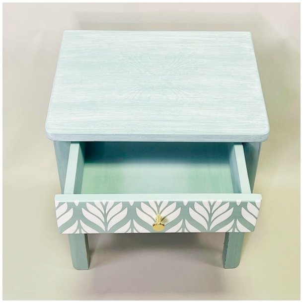 Sengebord - mint med hvide blade