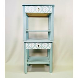 Sengebord - mint med hvide blade