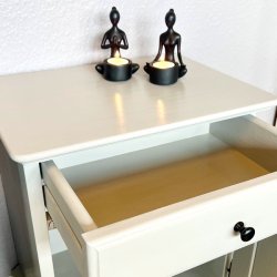 Sengebordsst (2 stk) med skuffe og skab - lys gr