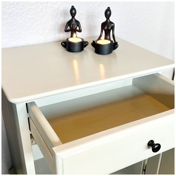 Sengebordsst (2 stk) med skuffe og skab - lys gr