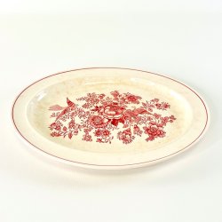 Serveringsfad, ovalt 23 x 29 cm - Gustavsberg Asiatic r�d