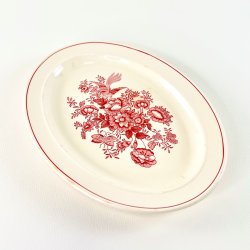 Serveringsfad, ovalt 19 x 25,5 cm - Gustavsberg Asiatic r�d