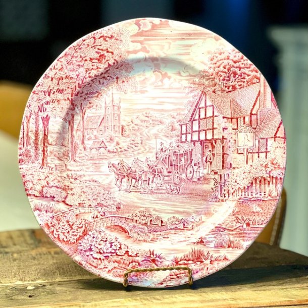 Serveringsfad - Dickens Coaching Days, engelsk Staffordshire porcelæn 