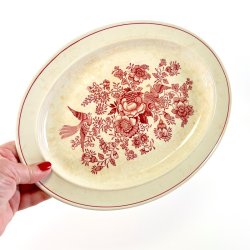 Serveringsfad, ovalt 23 x 29 cm - Gustavsberg Asiatic r�d