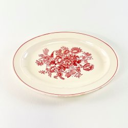 Serveringsfad, ovalt 19 x 25,5 cm - Gustavsberg Asiatic r�d