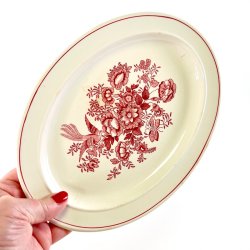 Serveringsfad, ovalt 19 x 25,5 cm - Gustavsberg Asiatic r�d