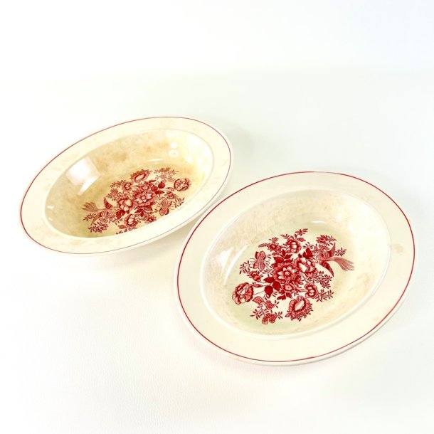 Serveringssk�l, oval - Gustavsberg Asiatic r�d