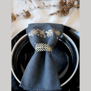 Servietring m/blad - messing 