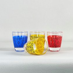 Shotglas med farvet mnster (st a' 4 stk)